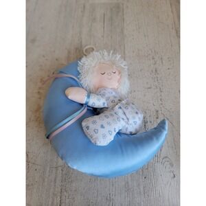 Russ vintage sleeping baby Angel moon hanging home decor blue boy